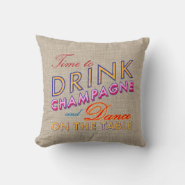 Zeit, Champagner Burlap Kissen zu trinken