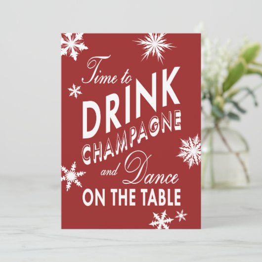 Zeit, Champagner Corporate Red Invitation zu trink Einladung (Stehend Vorderseite)