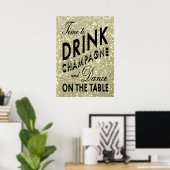 Zeit, Champagner Gold Poster zu trinken (Heimbüro)