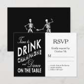 Zeit, Champagner Halloween Hochzeitsfeiern RSVP zu Karte (Vorne/Hinten)