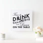 Zeit, Champagner-Uhr zu trinken Quadratische Wanduhr (Zuhause)