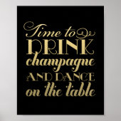 Zeit, Champagner Zitat Black Gold Hochzeit zu trin Poster (Vorne)