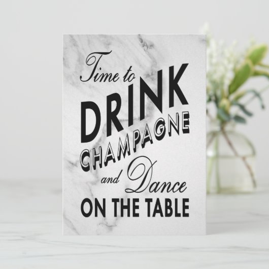 Zeit, Champagner zu trinken Einladung (Marmor) (Stehend Vorderseite)