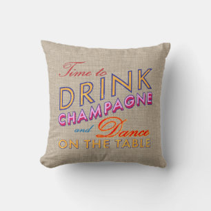 Zeit Champagner zu trinken Jute Kissen