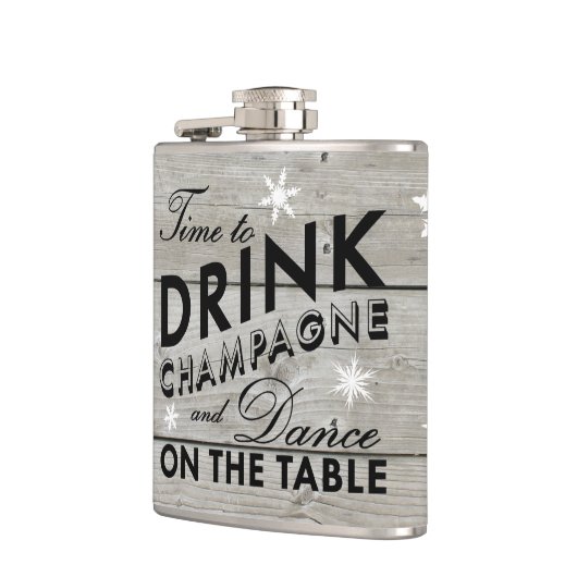 Zeit, Champagner zu trinken Rustikale Urlaubsmaske Flachmann (Links)