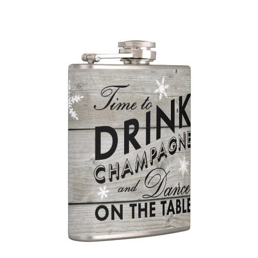 Zeit, Champagner zu trinken Rustikale Urlaubsmaske Flachmann (Rechts)