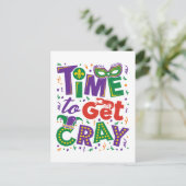 Zeit, Cray Crawfish Mardi Gras zu holen Postkarte (Stehend Vorderseite)