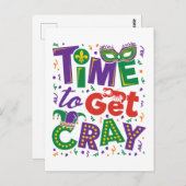 Zeit, Cray Crawfish Mardi Gras zu holen Postkarte (Vorne/Hinten)