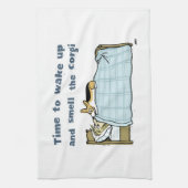 Zeit, den Corgi aufzuwachen und zu riechen Geschirrtuch (Vertikal)