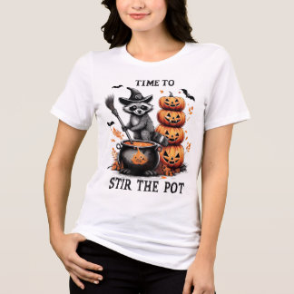 Zeit, den Pot - Raccoon Halloween T - Shirt zu umr