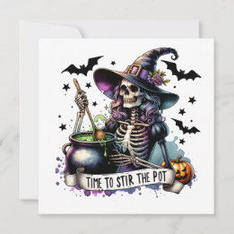 Zeit, den Topf umzurühren Skeleton Witch Einladung