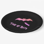 Zeit der Fledermäuse - Rosa und Lila Abstrakter Po Pappteller (Schrägansicht)