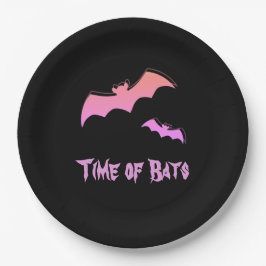 Zeit der Fledermäuse - Rosa und Lila Abstrakter Po Pappteller