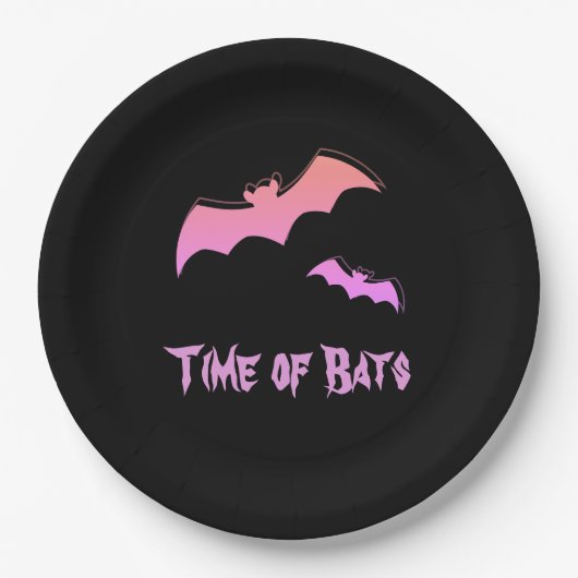 Zeit der Fledermäuse - Rosa und Lila Abstrakter Po Pappteller (Vorderseite)