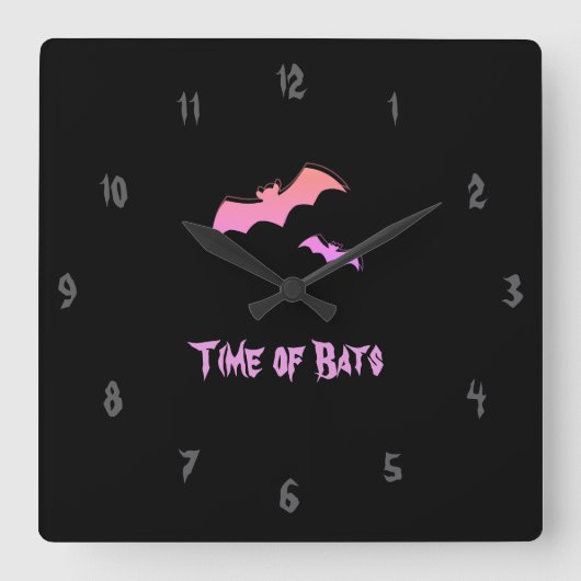 Zeit der Fledermäuse - Rosa und Lila Abstrakter Po Quadratische Wanduhr (Vorderseite)