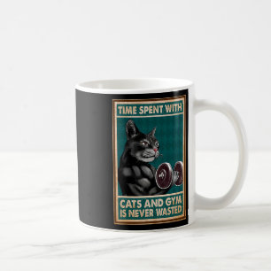 Zeit, die mit Katzen und Fitnessraum verbraucht wi Kaffeetasse