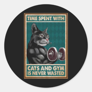 Zeit, die mit Katzen und Fitnessraum verbraucht wi Runder Aufkleber