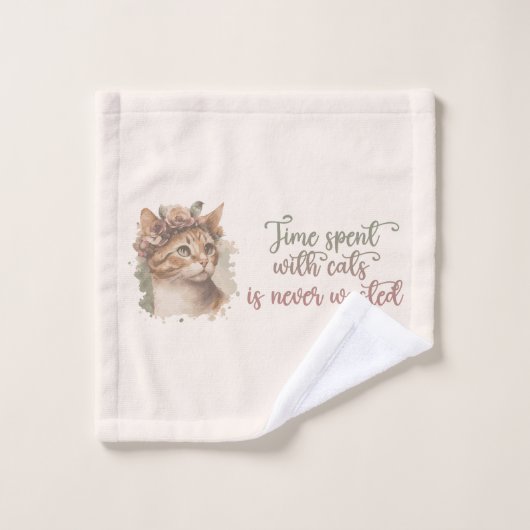 Zeit, die mit Katzen verbracht wird, verschwendet  Badhandtuch Set (Waschlappen)