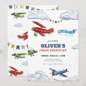 Zeit fliegt Flugzeug erste Einladung zum Geburtsta (Vorne/Hinten)