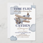 Zeit fliegt Flugzeug erste Einladung zum Geburtsta (Vorderseite)