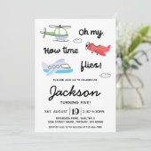 Zeit fliegt Flugzeug Hubschrauber Geburtstag jedes Einladung (Stehend Vorderseite)