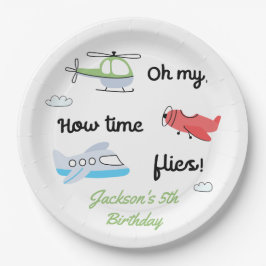 Zeit fliegt Flugzeug Hubschrauber Geburtstag jedes Pappteller