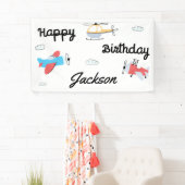Zeit fliegt Flugzeug Hubschrauber Happy Birthday Banner (Insitu)