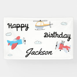 Zeit fliegt Flugzeug Hubschrauber Happy Birthday Banner