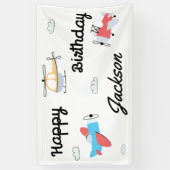 Zeit fliegt Flugzeug Hubschrauber Happy Birthday Banner (Vertikal)