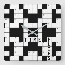 Zeit fliegt Kreuzworträtsel Quadratische Wanduhr