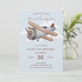 Zeit Fliegt Vintage Reise Erster Geburtstag Einladung (Stehend Vorderseite)