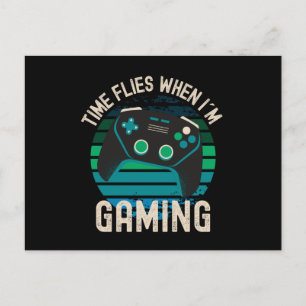 Zeit fliegt, wenn ich Green Gamer spiele Postkarte