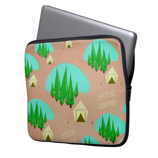 Zeit für Camping Retro-Stilmuster Laptopschutzhülle (Vorderseite Links)