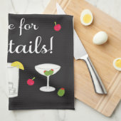 Zeit für Cocktails Classic Retro Drinks Schwarz Geschirrtuch (Viertel Falte)