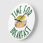 Zeit für das Frühstück Eier Benedict Küche Feinsch Große Wanduhr (Winkel)