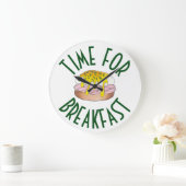 Zeit für das Frühstück Eier Benedict Küche Feinsch Große Wanduhr (Zuhause)