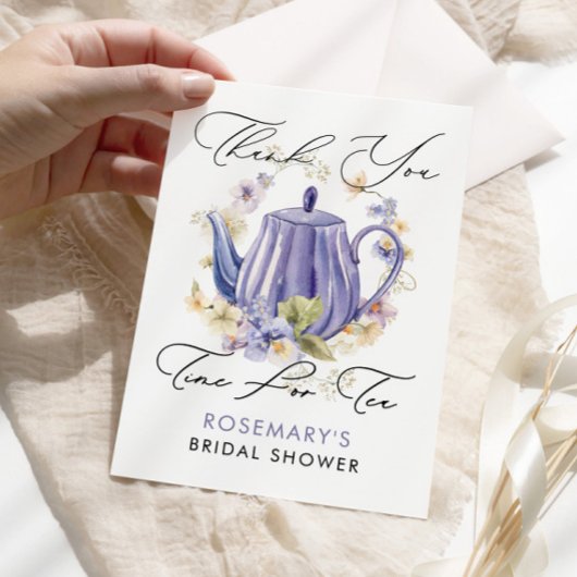 Zeit für das handgeschriebene Tee-Brautparty Dankeskarte