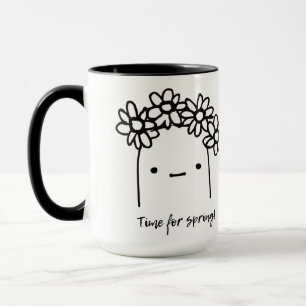 Zeit für den Schwarz-Weiß-Illustrationsstrom im Fr Tasse
