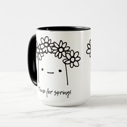 Zeit für den Schwarz-Weiß-Illustrationsstrom im Fr Tasse (Vorderseite Links)