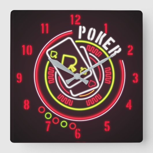Zeit für die Poker-Uhr Quadratische Wanduhr (Vorderseite)
