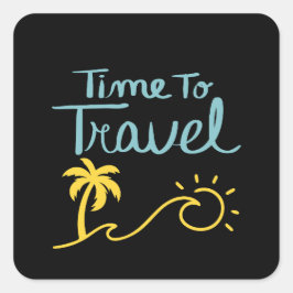 Zeit für die Reise nach Strand Quadratischer Aufkleber