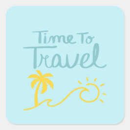 Zeit für die Reise nach Strand Quadratischer Aufkleber