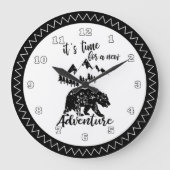 Zeit für ein neues Abenteuer Bärenuhr Große Wanduhr (Vorderseite)