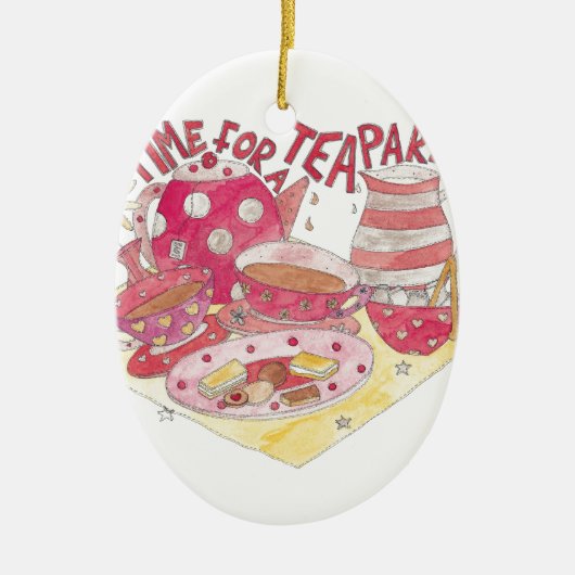 Zeit für ein Tee-Party Keramikornament (Vorne)