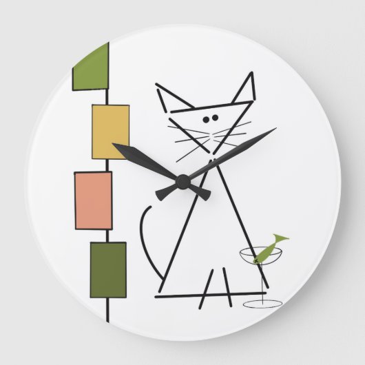 Zeit für eine Cat-Schwanz-Uhr Große Wanduhr (Vorderseite)
