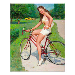 Zeit für eine Fahrt - Retro Pin-up Mädchen Fotodruck