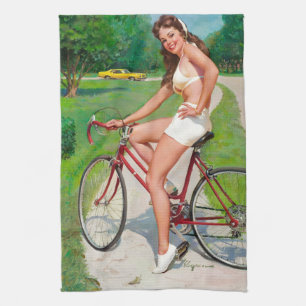Zeit für eine Fahrt - Retro Pin-up Mädchen Küchentuch