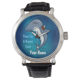 Zeit für eine größere Coat Funny Blue Shark Beobac Armbanduhr