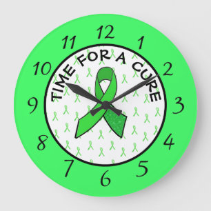 Zeit für eine Heilung Limegrüne Awareness-Schleife Große Wanduhr