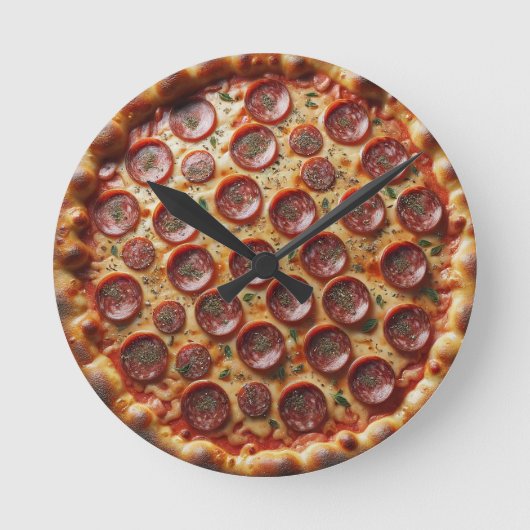 Zeit für eine kleine Pizza Runde Wanduhr (Vorderseite)